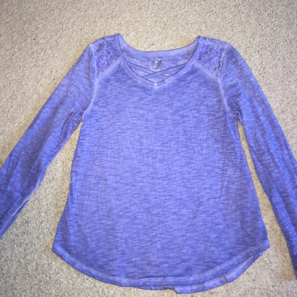 Purple Long Sleeve shirt with Criss-Cross